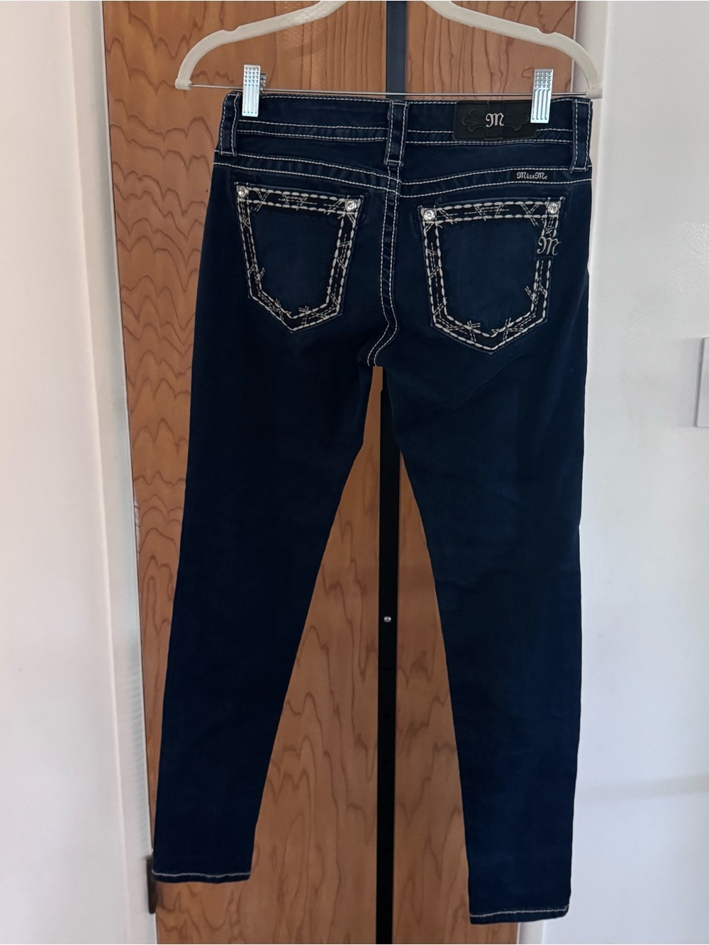 Miss Me Navy Skinny Jeans with Contrast Stitching women 27